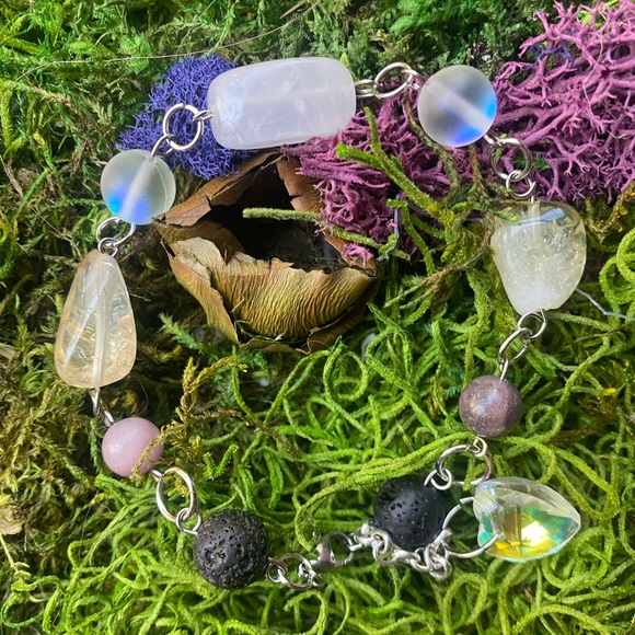 Rose Quartz Citrine Lepidolite Crystal Bracelet - Picture 3 of 4